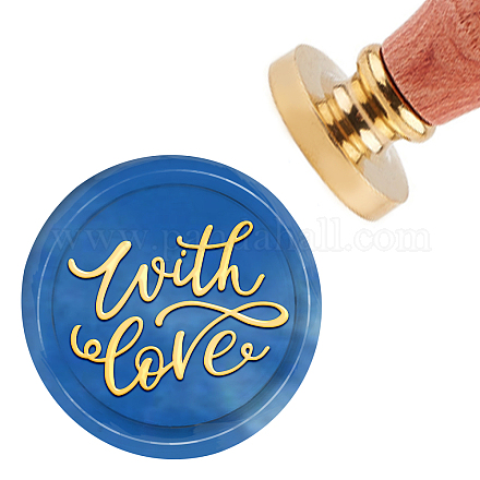 CRASPIRE Wax Seal Stamp With Love Vintage Sealing Wax Stamps Wedding 30mm Removable Brass Head Sealing Stamp with Wooden Handle for Invitations Cards Gift Wrap AJEW-WH0184-0324-1