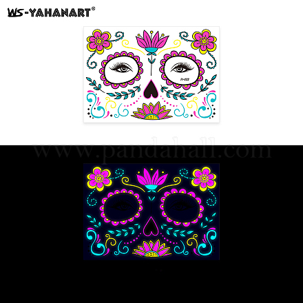 Masque avec motif de fleurs tatouages d'art corporel lumineux LUMI-PW0001-135B-1