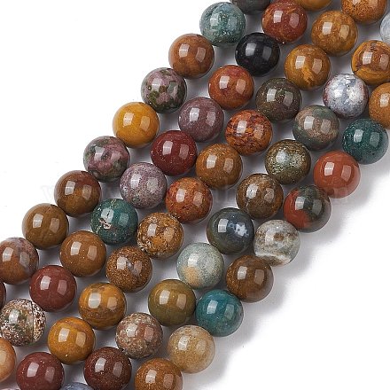 Chapelets de perles en jaspe d'océan naturelle G-C102-B01-02-1
