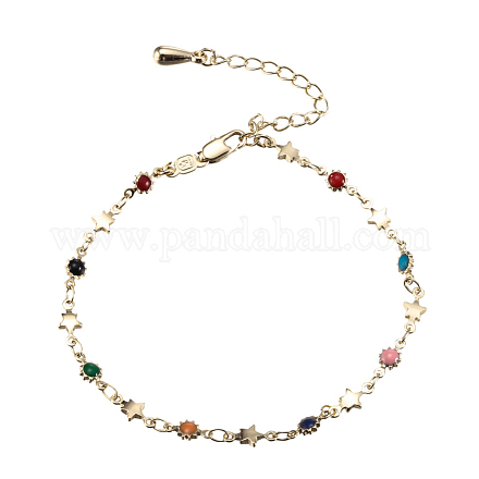 Brass Enamel Link Bracelets BJEW-EE0003-15G-1