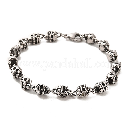 304 Stainless Steel Skull Link Chain Bracelets BJEW-E094-03AS-1
