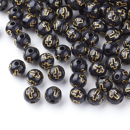 Perles acryliques plaquées PACR-Q113-13-1