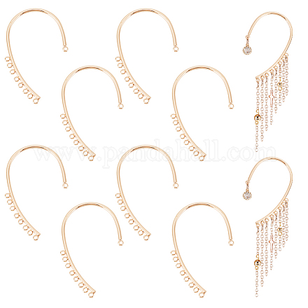 UNICRAFTALE 8Pcs Light Gold DIY Ear Cuff Brass Earring Cuffs Tassel Ear Wrap Earring Cuffs Accessaries with 8 Loop 55mm Long Ear Cuff for Non Piercing Earring Making KK-UN0001-54-1
