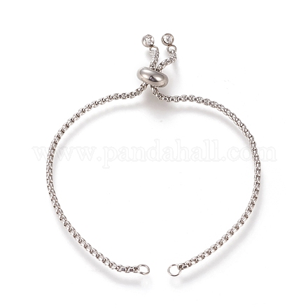 Réglable 304 bracelet coulissant en acier inoxydable / fabrication de bracelets bolo STAS-I153-03P-01-1