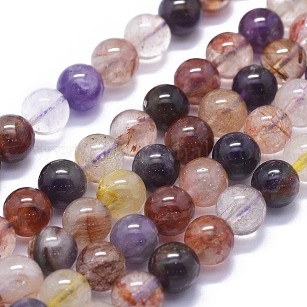 Chapelets de perles en quartz de rutile naturel G-K293-F05-C-1