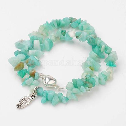Natural Amazonite Wrap Bracelets/Necklaces BJEW-JB02657-02-1