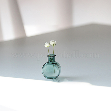 透明ミニチュアガラス花瓶ボトル  マイクロランドスケープガーデンドールハウスアクセサリー  写真撮影の小道具の装飾  ティール  20x27mm。 BOTT-PW0006-10D-1