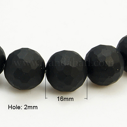 Synthetic Black Stone Beads Strands G-C059-16mm-1-1