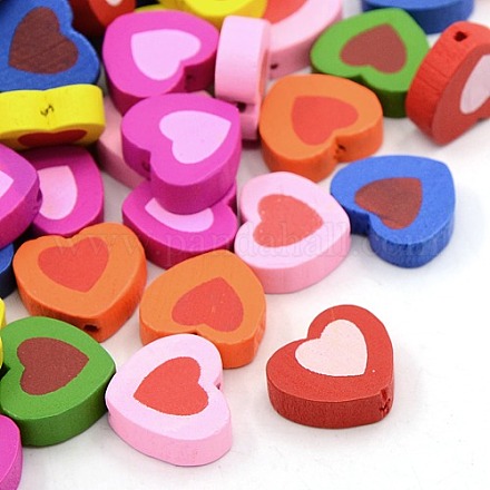 Cuentas de corazón de madera de varios colores agradables para la fabricación de joyas para el día de los niños X-TB181Y-1
