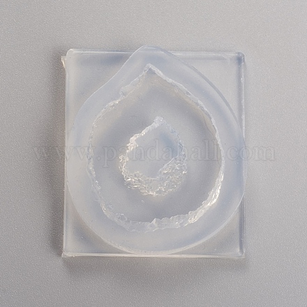 結晶クラスタースライスシリコーンジオード型  中空不規則エポキシ樹脂金型  のどの瑪瑙スライスを作るため  ネックレス  ジュエリー作り  ホワイト  42x36x8mm  インナーサイズ：32x26mm X-DIY-D024-14-1