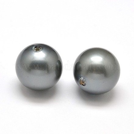 Half Drilled Round Shell Pearl Beads BSHE-M002-16mm-12-1