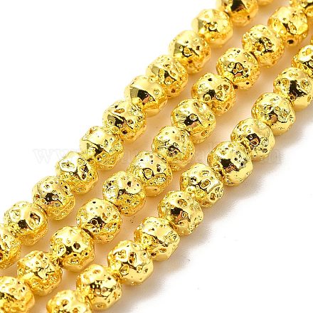 Electroplated Natural Lava Rock Beads Strands G-G984-08G-1