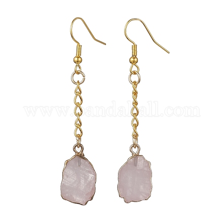 Boucles d'oreilles pendantes en quartz rose naturel EJEW-JE05683-02-1