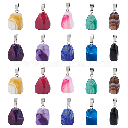 PandaHall 20pcs 10 Colors Cuboid Stone Charms Pendant Natural Gemstone Stone Pendant Agate Beads Healing Crystal Quartz Charms for Necklace Jewelry Making G-GA0001-03-1