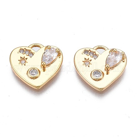 Brass Micro Pave Cubic Zirconia Charms KK-N232-261A-1