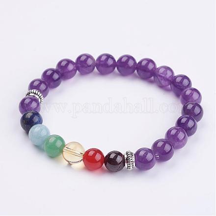Natural Gemstone Beads Stretch Bracelets BJEW-JB02947-05-1