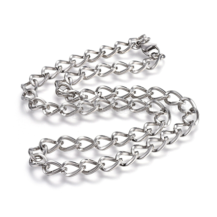 304 Stainless Steel Curb Chain Necklaces X-NJEW-F242-11P-1