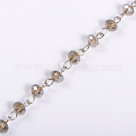 Catene di perle in vetro rondelle fatte a mano per creazione di bracciali collane AJEW-JB00038-05-1
