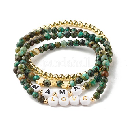 Love mama beads impilabili set di braccialetti elastici per la festa della mamma BJEW-JB07159-1