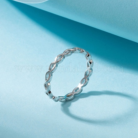 925 anillo de dedo de plata de primera ley con baño de rodio RJEW-C064-05A-P-1