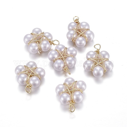 Colgantes de perlas de imitación de plástico abs KK-T039-13G-1