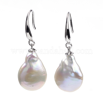 Natural Baroque Pearl Keshi Pearl Dangle Earrings PEAR-S012-16-1