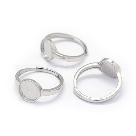 Componenti per anello da dito in argento sterling placcato rodio STER-E061-01D-P-1