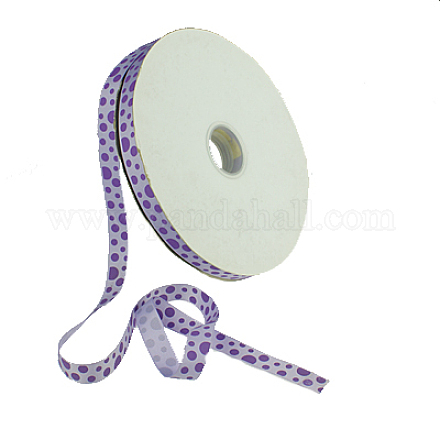 Lilac and Medium Purple Garment Accessories 3/8 inch(10mm) Dots Printed Grosgrain Ribbon X-SRIB-A010-10mm-07-1