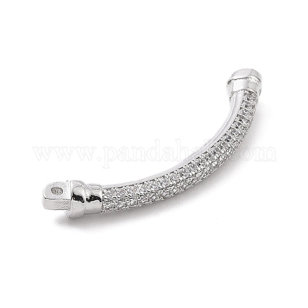 Eco-friendly Rack Plating Brass Micro Pave Clear Cubic Zirconia Connector Charms KK-F843-03P-1