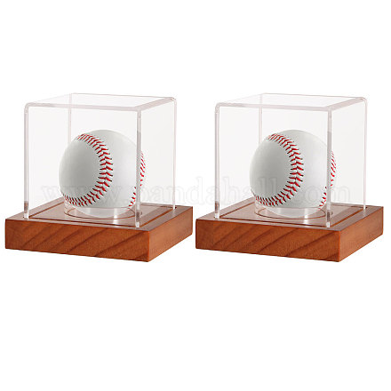 正方形のアクリル野球ディスプレイボックス  野球収納ケース  透明  100x100x97mm ODIS-WH0030-57-1