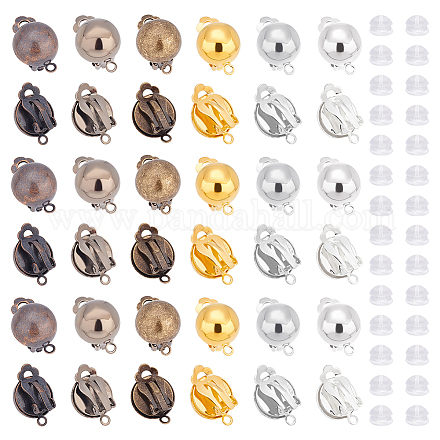 Unicraftale 36 pz 6 colori risultati per orecchini a clip in ottone clip semicircolare su convertitore per orecchini componenti per orecchini non forati con anello e 40 dadi per orecchie in silicone per la realizzazione di orecchini KK-UN0001-23-1