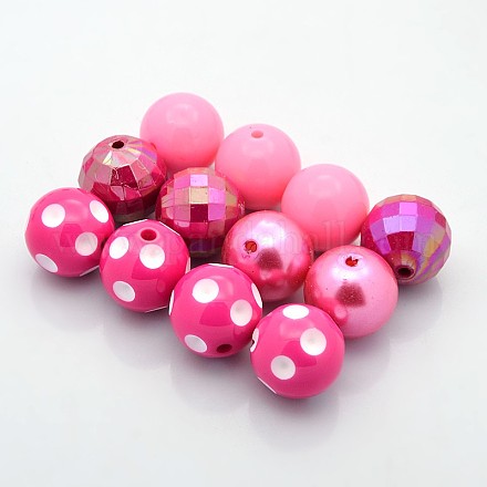 Round Chunky Bubblegum Acrylic Beads MACR-X0005-02-1