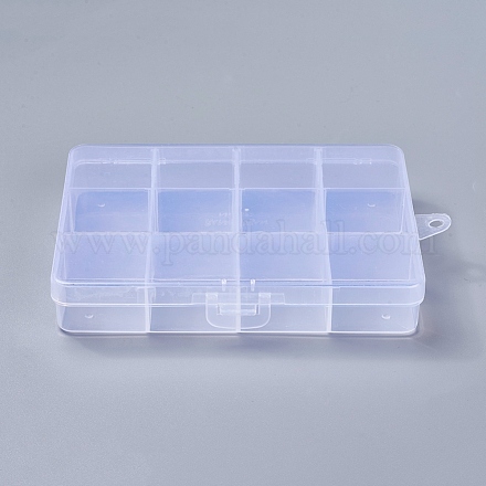 プラスチックビーズ収納ケース  12のコンパートメント  長方形  透明  130x100x22mm  穴：5mm X-CON-R008-03-1