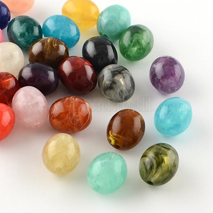 Perles acryliques ovales d'imitation pierre précieuse X-OACR-R038-M-1