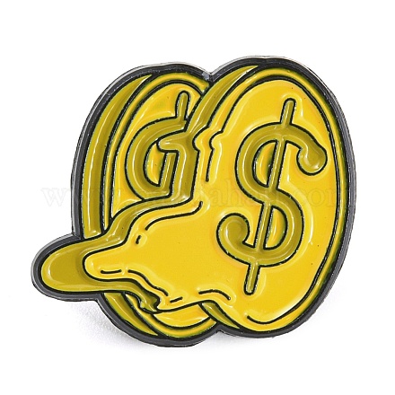 漫画スタイルのエナメルピン  バックパックの服用の黒の合金バッジ  ドル記号  17.5x19.5x1mm JEWB-F024-02A-1