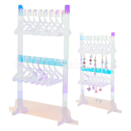 SUPERFINDINGS 1 Set Acrylic Hanger Earrings Display Stand 2 Tiers with 16Pcs Coat Hangers Colorful Cute Jewelry Stand Organizer Ear Studs Display Rack for Retail Show Personal Exhibition EDIS-WH0029-31-1