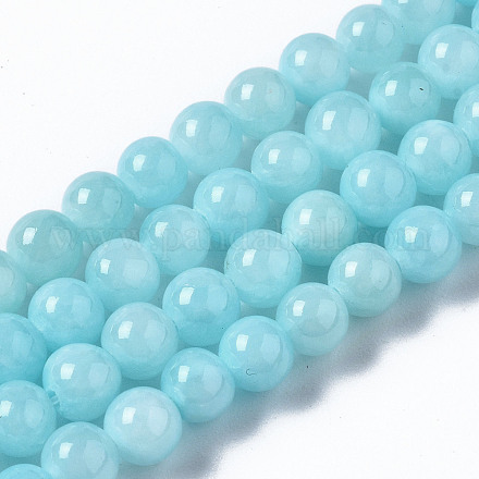 Chapelets de perles de pierres en jade jaune teinte G-R271-4mm-Y04-1