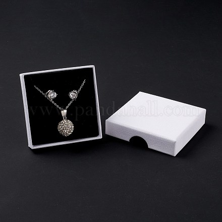 ペーパー スポンジ マット ネックレス ボックス  正方形  ホワイト  7x7x1.65cm  内径：6.3x6.3x1のCM OBOX-G018-01A-03-1