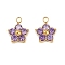 304 Stainless Steel Micro Pave Cubic Zirconia Charms, Plum Blossom, Medium Orchid, 11x9.5x3.5mm, Hole: 1.6mm