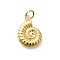 Brass Pendants, Conch, Rack Plating, Long-Lasting Plated, Lead Free & Cadmium Free, Real 18K Gold Plated, 17x12.5x2.5mm, Hole: 3mm