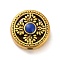 Zinc Alloy Beads, with Enamel, Antique Golden, Flat Round with Cross, Royal Blue, 17.5x7mm, Hole: 2.5mm