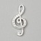 Alloy Cabochons, Musical Note, Silver, 22x10x2.5mm