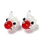 Handmade Lampwork Pendants, Sheep, Red, 23x20x23mm, Hole: 3.5x2.5mm