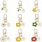 9Pcs Alloy Enamel Pendants Keychains, with Alloy Swivel Lobster Claw Clasps and 304 Stainless Steel Jump Rings, Honeycomb & Bee & Flower & Oval with Word, Mixed Color, 5.8~6cm, 9pcs/set