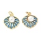 Brass Enamel Charms, with ABS Imitation Pearl, Shell Charm, Lead Free & Cadmium Free, Rack Plating, Long-Lasting Plated, Real 18K Gold Plated, 15x15x6.5mm, Hole: 3mm