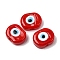 Handmade Evil Eye Lampwork Beads, Oval, Red, 18x14x7mm, Hole: 2mm