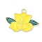 Alloy Enamel Pendants, Flower, Yellow, 19.5x28x1.5mm, Hole: 1.8mm