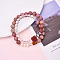 Round Natural Fresh Water Pearl & Red Agate Rhodonite & Quartz Crystal Beaded  Wrap Bracelets for Men Women, Inner Diameter: 4-1/4~4-3/8 inch(10.9~11.1cm)