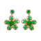 Glass Seed Beads & Plastic Flower Dangle Stud Earrings, Lime Green, 56x45mm