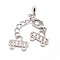 Brass Micro Pave Cubic Zirconia Chain Extender, Necklace Layering Clasps, with 2 Strands 4-Hole Ends and Lobster Claw Clasps, Cadmium Free & Nickel Free & Lead Free, Real Platinum Plated, 29mm, Hole: 1mm, Ends: 9x12x2mm, Clasp: 10x6x3mm